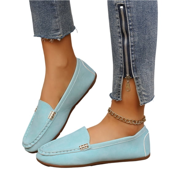 Women's Classic Comfort Leather Penny Loafers Casual Slip-Ons Lightweight Walking Flats Driving Mocs Boat Shoes, 39