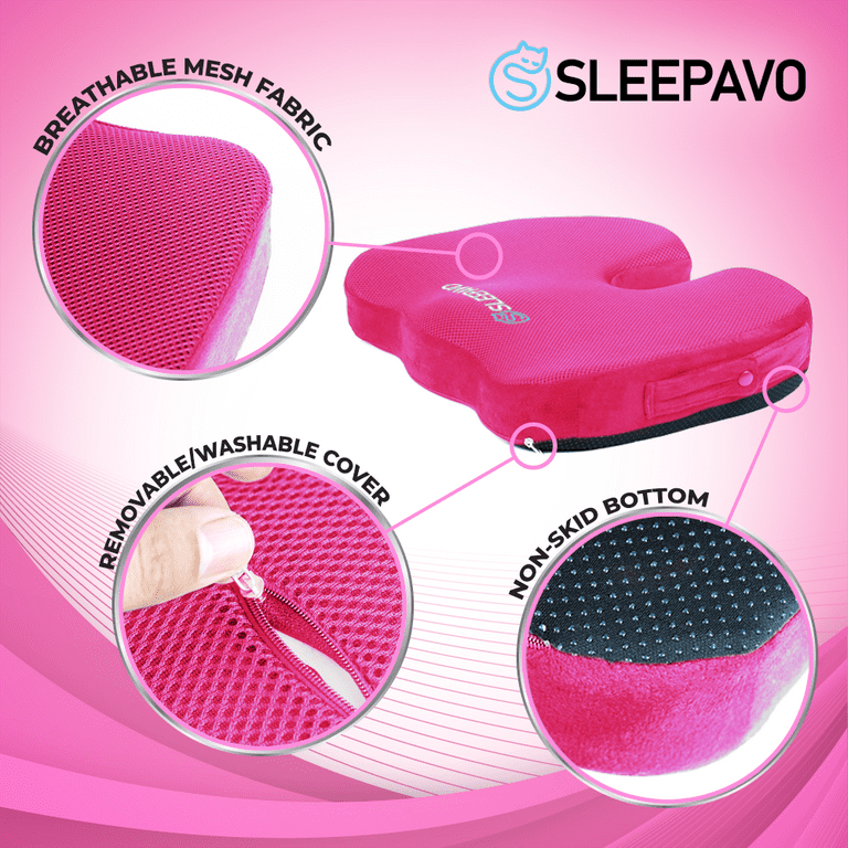 Sleepavo Gel Seat Cushion - Seat Cushions for Office Chairs for Sciatica  Pain Relief - Car Seat Cushion - Tailbone Pain Relief Memory Foam Butt  Cushion Cooling Gel Computer Seat Pad (Pink) 