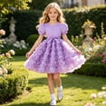thumbnail image 2 of Shachafan Girls Dresses Pearl Short Sleeve Rose Floral Print Party Dress For Toddler Summer Casual Wear Flower Girl Dresses, 2 of 5
