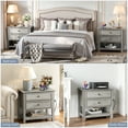 thumbnail image 3 of Holliwill Farmhouse 4 Pieces Bedroom Furniture Set, Wide 8 Drawer Dresser, Tall 6 Drawer Dresser and 2 Drawer Nightstand with Open Shelf & Charging Station, Grey, 3 of 12