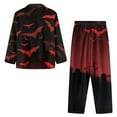 thumbnail image 6 of Garronmavis Halloween Pajamas Women Red Bats Printed V-Neck Button Down Sleepwear Soft Breathable Fabric Loungewear Set Nightwear for Ladies 2 Piece, 6 of 7