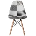thumbnail image 2 of Fabulaxe  Modern Fabric Patchwork Chair with Wooden Legs for Kitchen, Dining Room, Entryway, Living Room, Set 2, 2 of 7