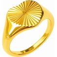 thumbnail image 3 of Stainless Steel Heart Shaped Signet Style Sunshine Pattern Wedding Statement Pinky Ring, 3 of 4
