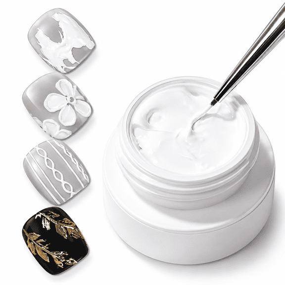 SELVORIA Solid 3D Nail Sculpting Gel for Nail Art,Professional 3D Sculpting Gel for Nail Art,3D Nail Art Gel Multifunctional 3D Molding for Nails Salon Home Diy (White)