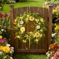 thumbnail image 5 of 22 Inch 3D Faux Daisy Wreath - With 3D Faux Fern Leaves, Natural Greenery, For Home Wall & Door Decor, Spring Summer Seasonal Hanging Accent - For Indoor Outdoor Living Room,, 5 of 7