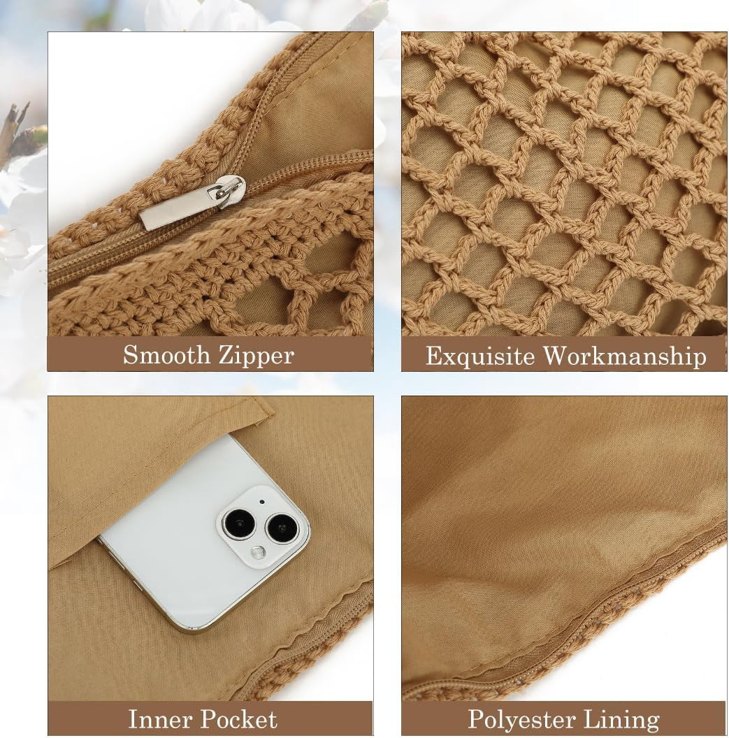 Woven Tote Bag for Women, Summer Beach Bag Large Crochet Shoulder Purse Handbag Boho Knit Bag for Summer Travel