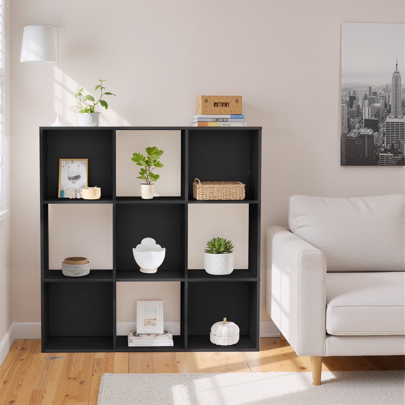 Bigleap 6/8/9 Cube Storage Organizer - Modern Open Cube Bookshelf with Removable Back Panels, Display Storage Bookcase for Living Room, Bedroom, Home Office, Entryway,Black