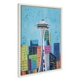 thumbnail image 2 of Kate and Laurel Sylvie Seattle's Space Needle Framed Canvas Wall Art by Rachel Christopoulos, 18x24 White, Decorative Travel Poster Wall Décor, 2 of 6