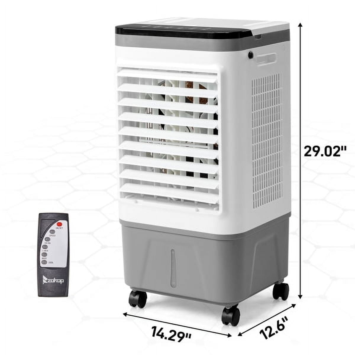 461CFM Portable Air Cooler, 5.28 Gal/20L Evaporative Swamp Cooler, 3-IN-1 Cooling Fan with Scroll Casters, Remote Control, 3 Speeds, 12H Timer & 4 Ice Box, Humidifying Oscillating Fan