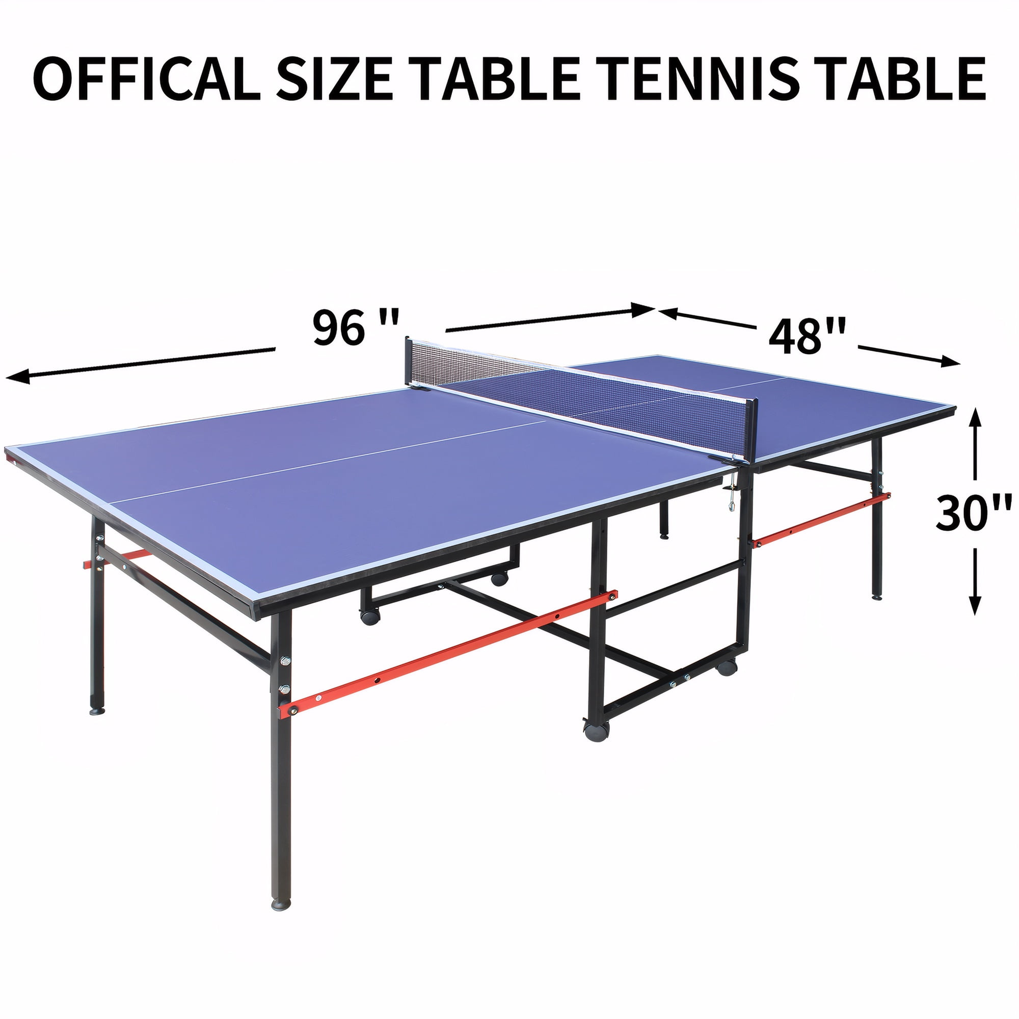 8FT Mid-Size Table Tennis Table, SEGMART Foldable Outdoor Ping Pong Table with Net, 2 Table Tennis Paddles and 3 Balls, Portable Table Tennis Game Set for Indoor Outdoor, Blue