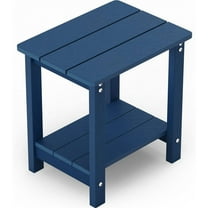 Outside Adirondack Square Side Table, Weather Resistant Patio Table Double Layers-Navy