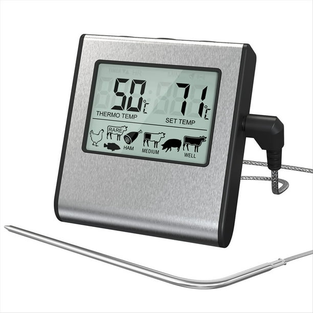 Termómetro Digital para Carne con Sonda para Cocinar, Pantalla LCD, Medidor Electrónico de Temperatura para Alimentos para Parrilla, Uso en Cocina