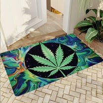 JML Non-Slip MicrofiberFabric & Rubber Doormat - Soft Entryway Rug for Home/Office (20"x32") - Easy Clean Door Mat for Indoor/Outdoor Use, Leaf