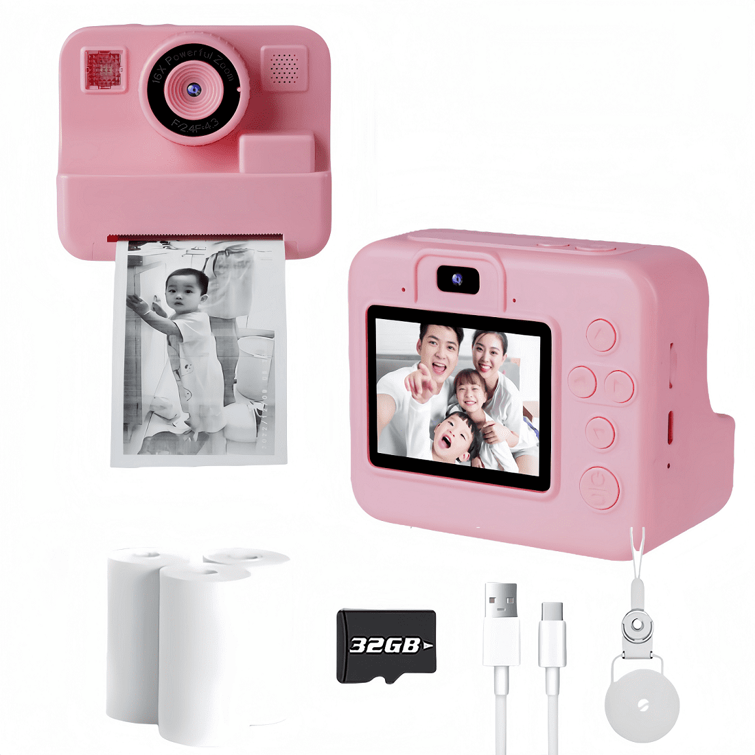Portable Instant Print Camera  Digital Cameras for Boys & Girls Age 6-12 Birthday Gifts