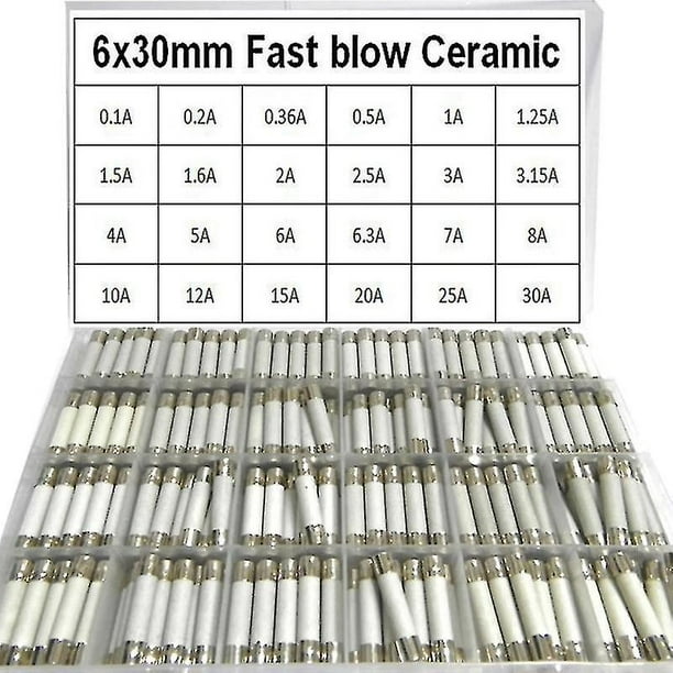Fusible Ceramico 24s 6x30 0.1a 0.5a 1a 1.5a 2a 2.5a 3a 3.15a 4a 5a 6a-30a