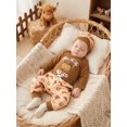 thumbnail image 6 of RUINIXCW Western Baby Boy Cowboy Outfit My First Rodeo Newborn Baby Boy Hospital Coming Home Clothes Infant Highland Cow Print Long Sleeve Romper and Pants Hat Set, 6 of 9