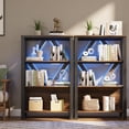 thumbnail image 3 of Danolapsi 3 Tier Bookshelf with LED Lights,Display Shelf with Lights,Bookcase with Open Display Shelves,Wood and Metal Standing Bookshelf with Storage Rack for Living Room Bedroom Home Office, 3 of 8