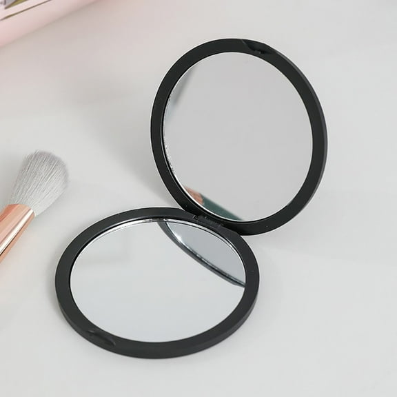 Portable Travel Makeup Mirror Compact Elegant Black Design Gift for Women
