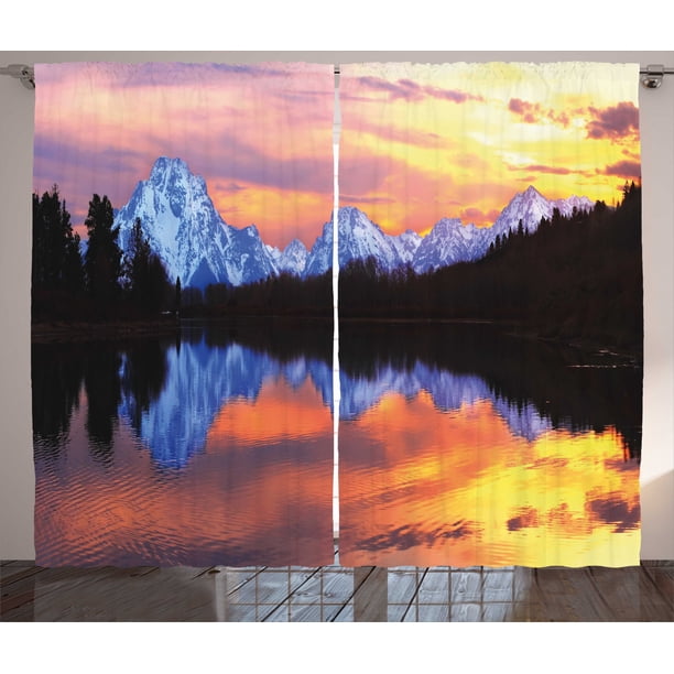 Wyoming Curtains 2 Panels Set Snake Lake At Grand Teton National Park Fascinating Sunset View With Reflections Window Drapes For Living Room Bedroom 108 W X 90 L Multicolor By Ambesonne Walmart Com Walmart Com