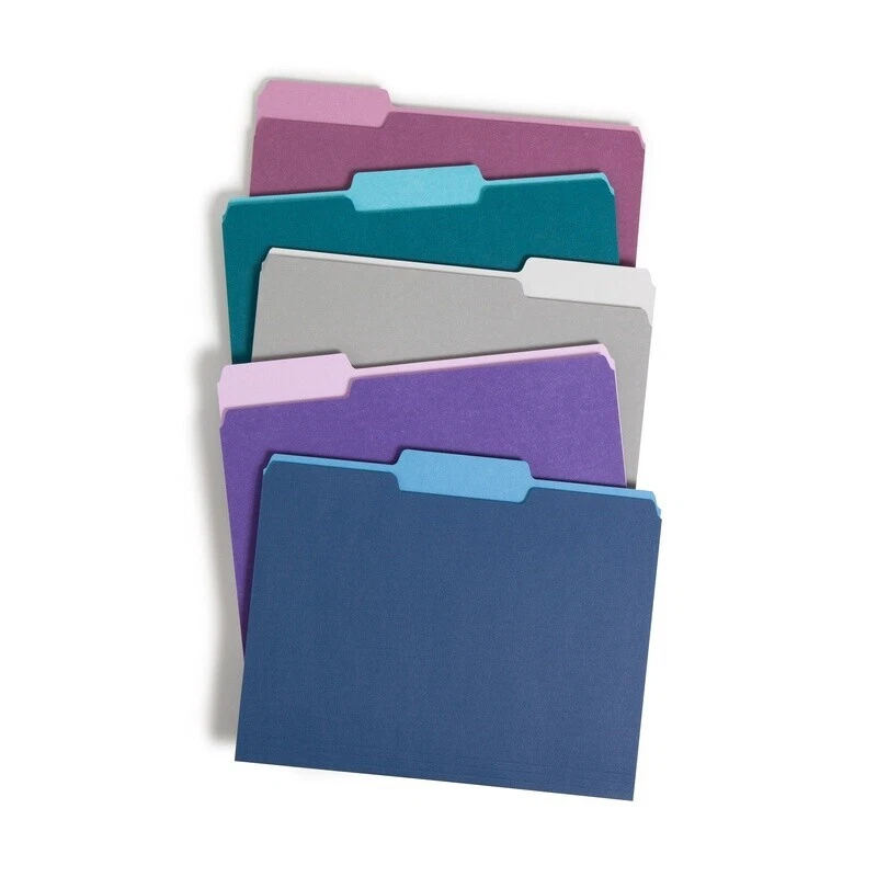 Jewel Tone File Folders 25 Count Letter Size Tabbed Organizers Documents Paper