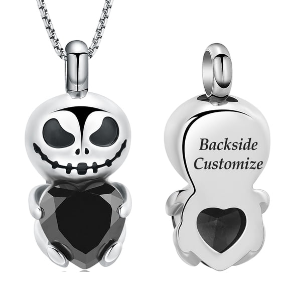 Personalize Stainless Steel Little Devil Urn Pendant Crystal Heart Necklace for Cremation Ashes Holder Necklace for Ashes of Loved One Memorial Jewelry