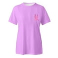 thumbnail image 4 of Cancer Shirts Women Cancer Awareness T-Shirts Cancer Survivor Pink Ribbon Short Sleeve Graphic Tee Short Sleeve Crew Neck Tops (Purple,XXL, 4 of 4