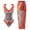 b74-orange swimsuit women, variant on baikeli Women's One Piece Swimsuit Floral Print Square Neck Tummy Control Bathing Suit with Skirts Square Neck Full Coverage Tummy Control Swim Suit Beachwear Orange,M