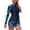 Blue, variant on Women's Two Piece Rash Guard Set Long Sleeve Zip up Floral Print Sun Protection Bathing Suit with Shorts for Surfing Blue S