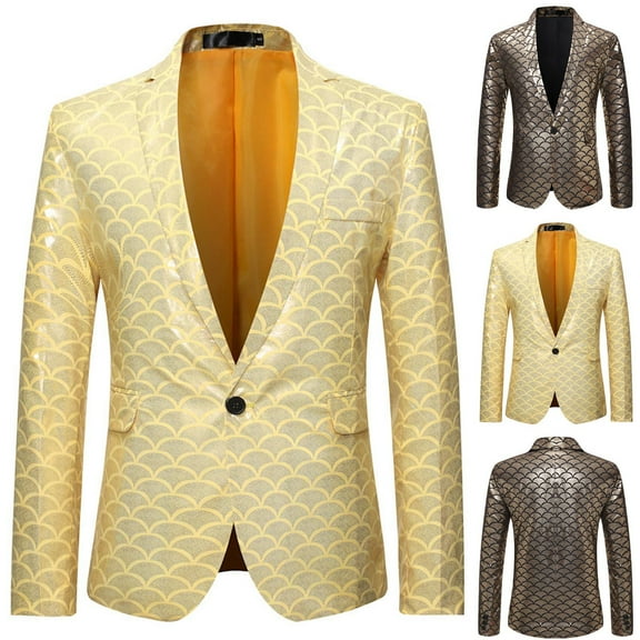 Men Floral Blazer Suit Jacket Slim Fit Stretchy Satin 1 Button Sport Coat Dinner Party Prom Wedding Banquet Stylish Tuxedo