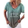 thumbnail image 2 of Tejiojio Essentials Short Sleeve Clearance Lady's Summer T-Shirt Womens Casual V-Neck Fading Color Blouse Tops Plus Size, 2 of 5