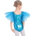 thumbnail image 3 of IBTOM CASTLE Shiny Metallic Ballet Leotards for Girls Toddler Ruffle Tulle Gymnastics Leotard Kids Halloween Dance Dress up 9-10 Years Blue, 3 of 8