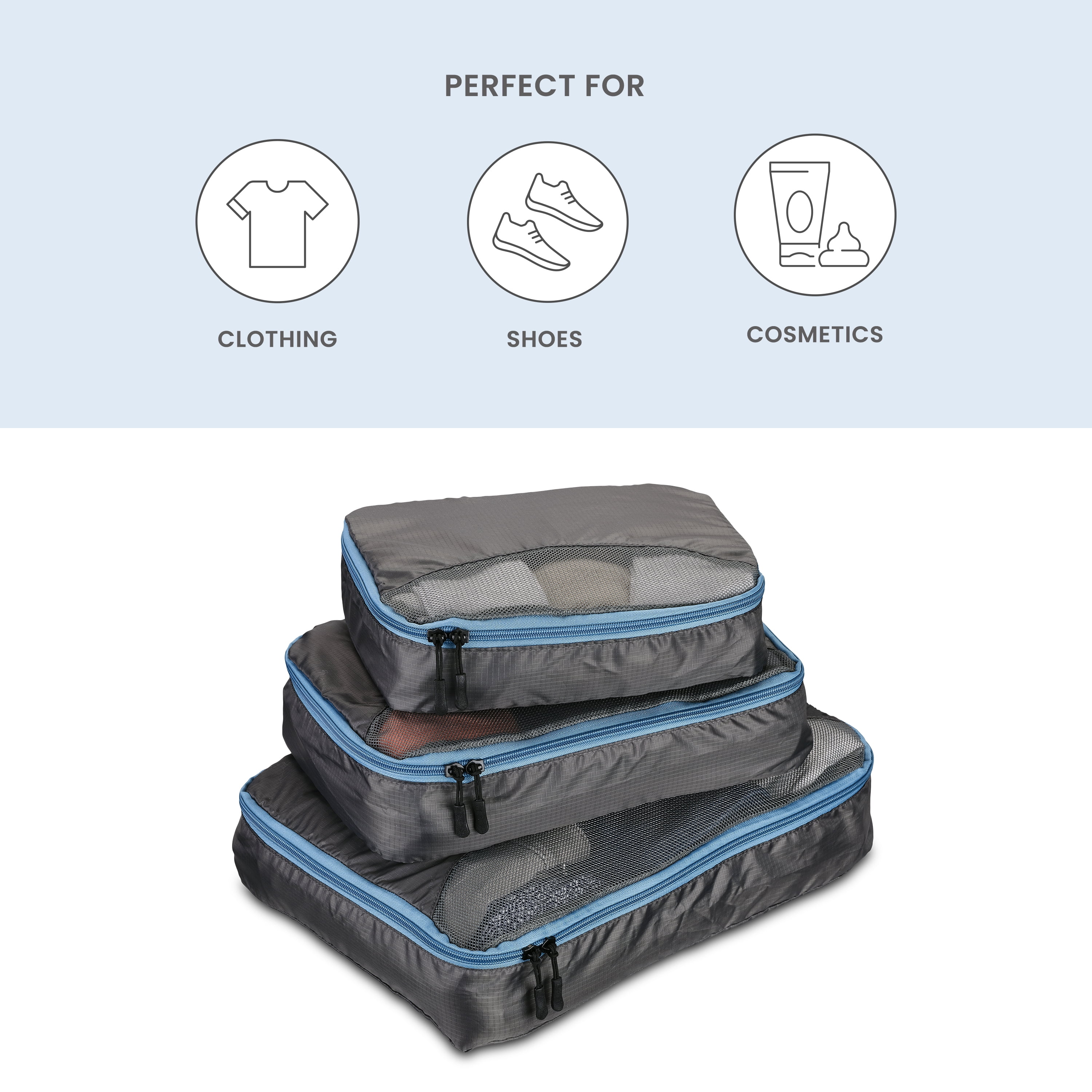 Travel Smart by Conair Luggage Packing Cubes, 3 Count