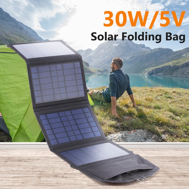 Panel de energía Solar de 30W, batería Solar resistente al agua, 4 herramientas de carga plegables, portátil