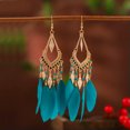 thumbnail image 5 of K-KED Colorful Fan Shaped Tassel Vacation Earrings for Women's Long Bohemian Beads-DC1362-1, 5 of 9