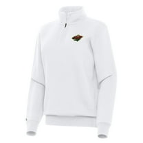 Women's Antigua White Minnesota Wild Victory Quarter-Zip Sweatshirt