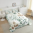 thumbnail image 4 of Erosebridal Cartoon Animal Twin Size Comforter Set Kawaii Polar Bear Bedding Set, Arctic Wildlife Down Comforter White Green Bed Set, Botanical Eucalyptus Quilted Duvet, 4 of 6