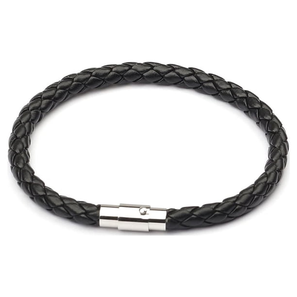 Qarigey de cuero para hombre, brazalete trenzado con hebilla de imán de acero inoxidable para Type9 NO9