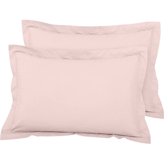 Royale Linens Pillow Shams 2 Pack Standard Size 20x26 Inch - Brushed 1800 Microfiber - Bed Pillow Shams, Wrinkle & Fade Resistant Super Soft and Cozy - Envelope Closure - Oxford Pillowcase (Std,Pink) Pink Standard (20'x26')