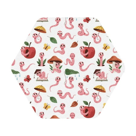 

Matuu Cute Animal for Cup Coasters Set of 6 Leather Coasters Desk Coasters for Office Measures 4” x 4” Hexagon