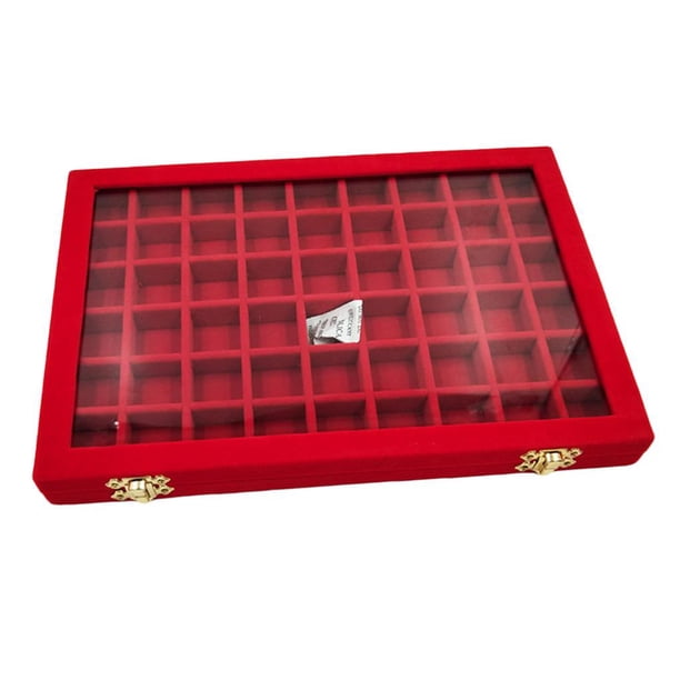 Estuche de almacenamiento con cerradura para exhibidores de joyas, anillos, cuentas de diamantes 31x22x2.8cm