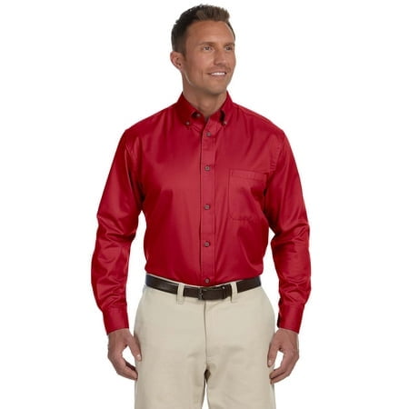 Harriton Chemise à Manches Longues en Sergé pour Hommes Easy blendTM avec Élimination des Taches