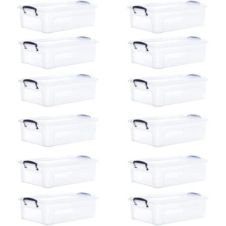 Superio 10 Qt Clear Plastic Storage Bins with Lids and Latches  Organizing Containers  Stackable Plastic Tote for Household  Garage  School  and Office  12 Pack