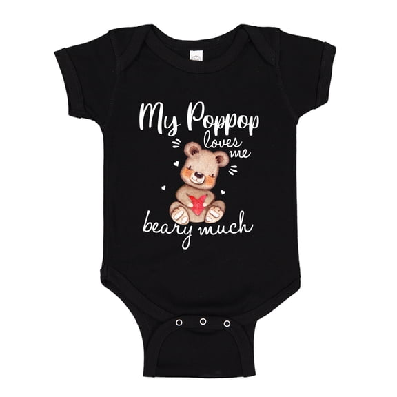 My Poppop Loves Me Beary Much Baby Bodysuit One Piece 6 mo Black