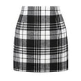 thumbnail image 2 of Cyglowse Womens Plaid Mini Skirt Fall Winter High Elastic Waist Short Pencil Skirt Black S, 2 of 3