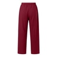 thumbnail image 3 of Jxximdong Pants for Women Womens Daily Elastic Waist Pockets Straight Solid Color Casual Pants Loose Long Trousers Red S Trousers, 3 of 6