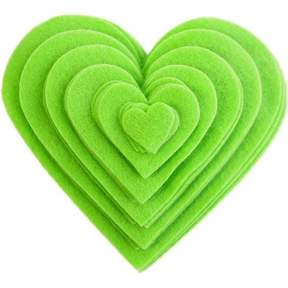 Playfully Ever After 1 to 6 inch Multi-Size Pack 24pc Felt Hearts - Neon Green