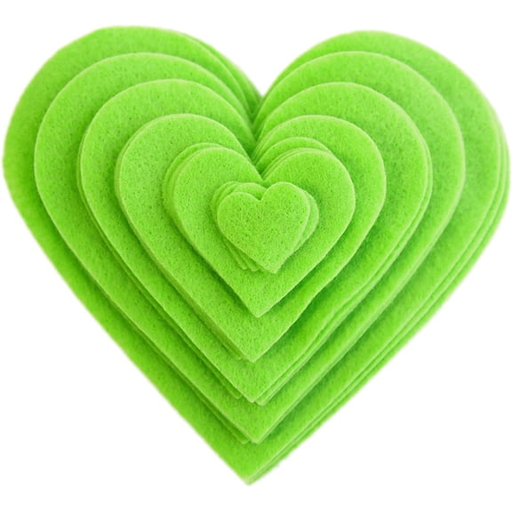 Playfully Ever After 1 to 6 inch Multi-Size Pack 24pc Felt Hearts - Neon Green