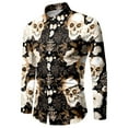 thumbnail image 4 of Shirts for Men Halloween Print Celebration Casual Long Sleee Button Down Lapel Blouses Loose Lightweight Men Dress Shirt Brown XL, 4 of 4