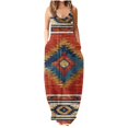 thumbnail image 4 of SMihono Robe Maxi Bohème d'Été pour Femmes Grande Taille Mode Féminine Col Rond Sans Manches Robe Imprimée de Plage, 4 of 6