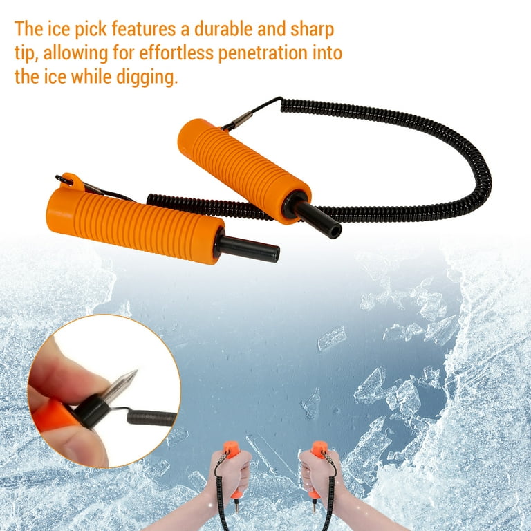 Walmeck Ice Fishing Safety Kit, Retractable Ice Picks, Safety Whistle, and  Ice Cleats , Optimal Gear for Ice Fishing 
